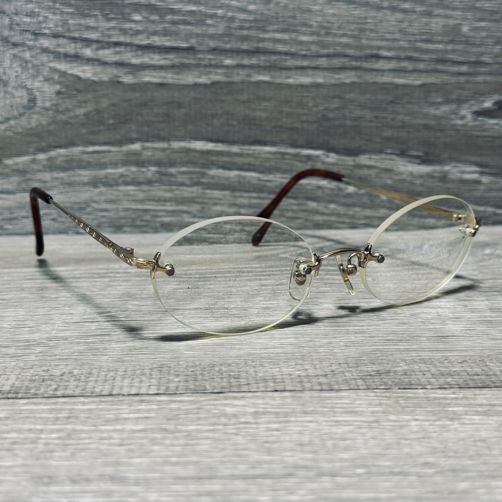 Charmant BS1312 Eyeglass Frames Womens 52-19-140 Gold Rimless Oval Frames Only